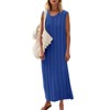Fisoew Women's Sleeveless Sweater Midi Dress Scoop Neck Loose Fit