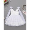 Infant Butterfly Lace Tulle Dress Bow Tulle Sleeve Baby Flower