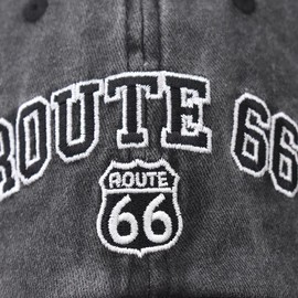 Vintage Washed Cotton Baseball Cap for Men & Women Route 66 Embroidery Gifts for Father's Day Birthday Holidays