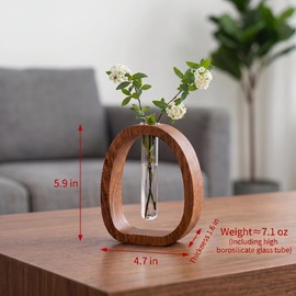 Wooden Frame Glass Test Tube Vase,Hydroponic Propagation Station