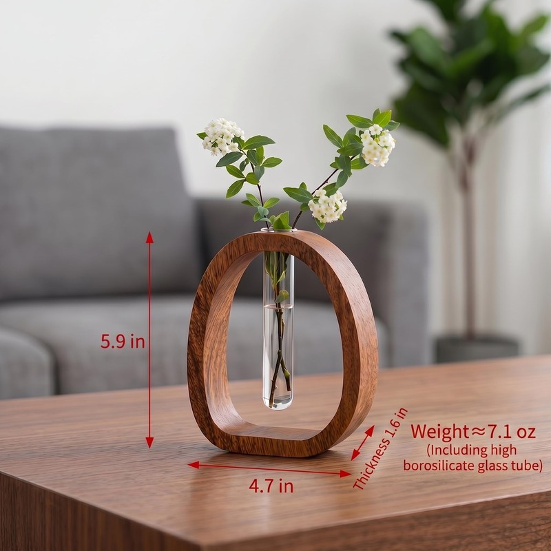 Wooden Frame Glass Test Tube Vase,Hydroponic Propagation Station