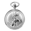 TREEWETO Men's Deer Reindeer Silver Full Hunter Case Pocket Watch