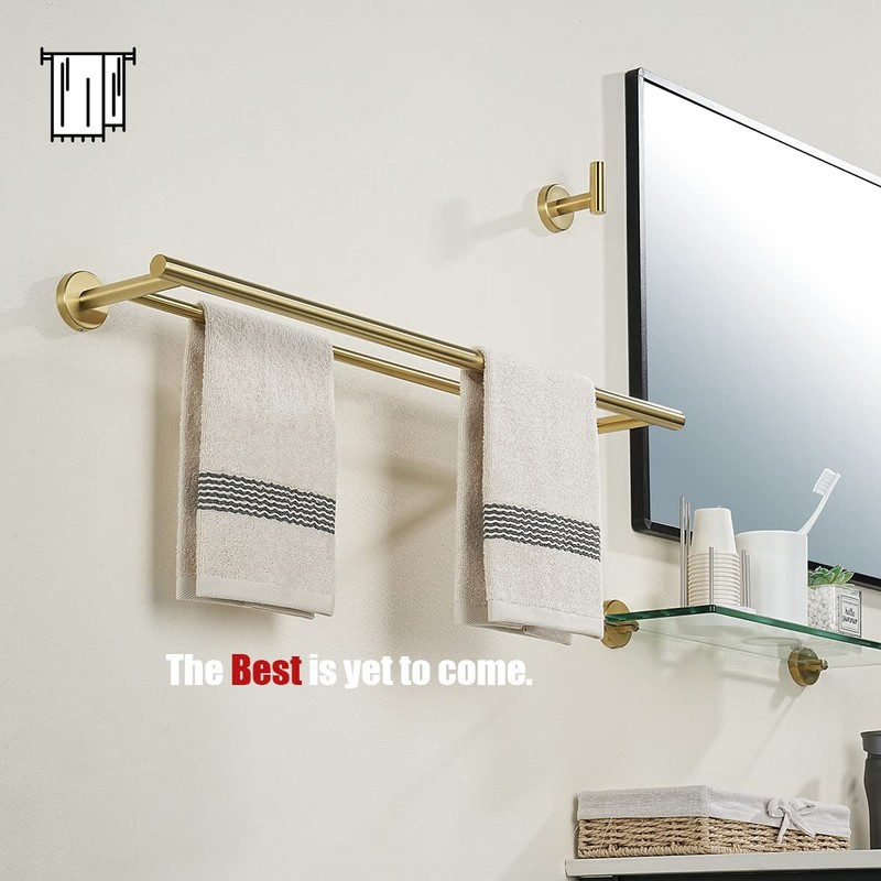 JQK Double Towel Bar 27 Inch, Brass Gold Useable Length