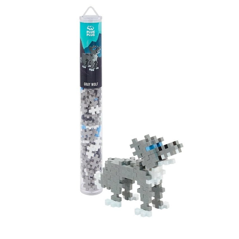 Plus-Plus 9604274 Creative Building Blocks Tube, Wolf, Ingenious Construction Toy,