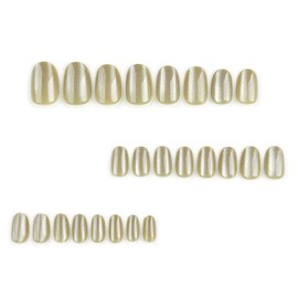 Cat Eye Press on Nails Short Oval Fake Nails Green Acrylic Nails Press ons Glossy Glue on Nails Glitter False Nails Solid Color Artificial Nails Full Cover Stick on Nails for Women 24 Pcs
