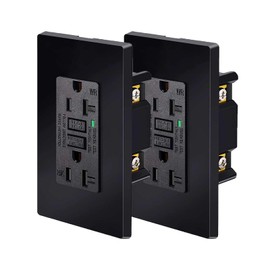 Black GFCI Outlet 20 Amp,NineLeaf 2Pack Gfi Electrical Outlet 20 Amp Black,Weather Resistant Ground Fault Circuit Interrupters,Screwless Wall Plate Included, Indoor/Outdoor,Residential Grade,ETL List