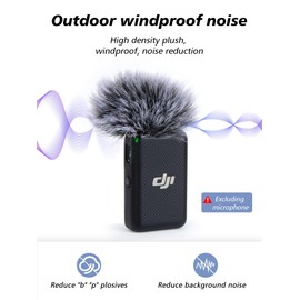 SUNMON Furry Mic Windscreen for DJI Mic, Furry Mic Cover Pop Filter Compatible with DJI Wireless Mic, Reduce Wind Noise Improve Sound Quality (2 Pack)