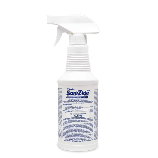 Safetec Sanizide Plus, 16 oz. Spray Bottle (12 Bottles/case)