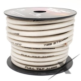 Full Tilt 8 Gauge CLEAR 50' Tinned OFC Oxygen Free Copper Power/Ground Cable/Wire