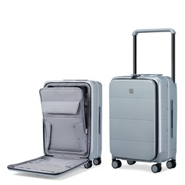 Hanke Luggage Hard Shell Suitcases 24 Inch Checked-Medium Luggage with Spinner Wheels TSA Approved Luggage Travel Luggage Wide Handle for Men Women(Grey)
