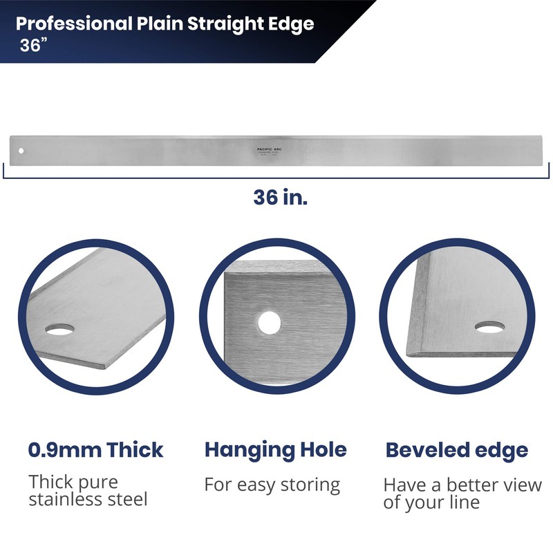 Pacific Arc 36" Straight Edge Stainless Steel 0.09" Thick Steel,