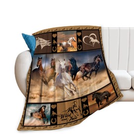 Horse Blanket for Girl Boy Horse Stuff Throw Blanket Super Soft Fleece Flannel Cozy Plush Fuzzy Horse Decor Gifts for Horse Lovers for Couch Sofa Bed 50"X40"