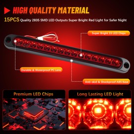 nifeida 2PCS 10 Inch 15 LED Trailer Light Bar for Park Stop Turn Tail Lights/Brake Light, IP67 Waterproof Marker ID Clearance Strip for Truck Trailer Golf Cart Pickups Boats