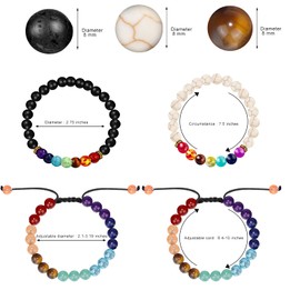 ONESING 6 Pcs Chakra Bracelets for Women Rock 7 Chakras Crystals and Healing Stones Bracelets 8mm Crystal Bracelet Yoga Beaded Bracelets Essential Oil Diffuser (Black, White, Multi)