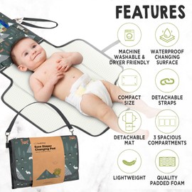 Portable Diaper Changing Pad - Waterproof Travel Changing Mat for Baby, Foldable Baby Diaper Clutch, Detachable Baby Travel Diaper Mat for Diaper Changing Station, Diaper Change Mat (Woods)