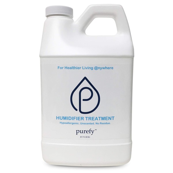 PUREFY Humidifier Treatment - Ultrasonic & Evaporative (68 oz) Hypoallergenic. Unscented. No Residue. Baby Safe. Auto Humidifier Cleaning as Additive. Also Works as Humidifier Cleaner. Healthier Air!