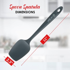 Silicone Spoon Spatula - 600ºF Heat-Resistant Non-Stick Rubber Spoonula | Use as Silicone Kitchen Scraper Utensil - Baking and Cooking Strong Stainless Steel Core | UpGood Kitchen Utensils, (Grey)