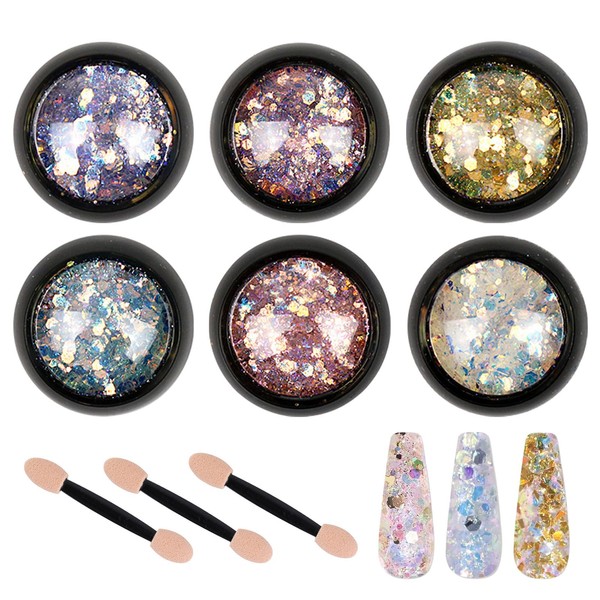 6 Farben Nagel Glitzer Puder Reflektierende Nagel Pailletten Kosmetisch Nagel