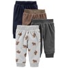 Simple Joys by Carter's Baby 4-Pack Fleece Pants, Brown/Dark Grey/Light