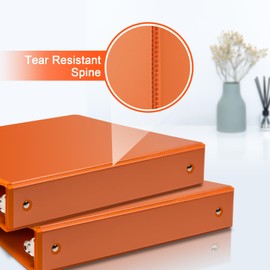 COMIX 3 Ring Binder 2 inch with Clear View Cover, 2" View Binder Holds 200 Sheets of US Letter Size Paper, 6 Pack (Orange)