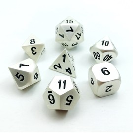 Bescon Matt Pearl Silver Effect Solid Metal Polygonal Dice Game Dice for DND Dungeons and Dragons, Matt Silver Finishing Metallic RPG - Role Playing Game Polyhedral Dice 7 Pieces Set
