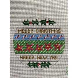 Zweigart Mono Canvas Handpainted Needlepoint Canvas Merry Christmas#2 design ornament,18mes