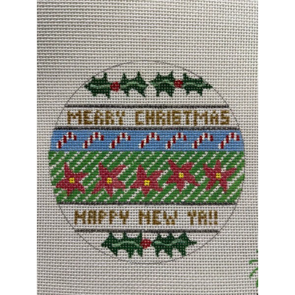 Zweigart Mono Canvas Handpainted Needlepoint Canvas Merry Christmas#2 design ornament,18mes