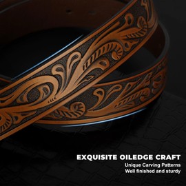 BELTROAD Western Leather Buckle Belt for Men Women Cowboy Cowgirl Mens Leather Belt for Jeans Christmas Hallowmas Men's Belt present