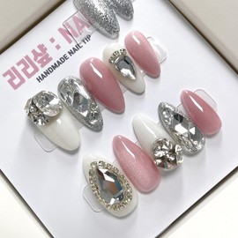 Yuri Yeori Full Stone Handmade Nail Tips - I want to change (please contact us for consultation) / 여리여리 풀스톤 수제네일팁 - 변경 원해요(문의로 상담 부탁드려요)