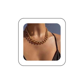 Vacaonio Gold Cuban Link Chain Necklaces Punk Chunky Chain Necklace Hip Hop Turnover Necklace Cuban Curb Chain Necklace Gothic Thick Chain Statement Necklace for Women