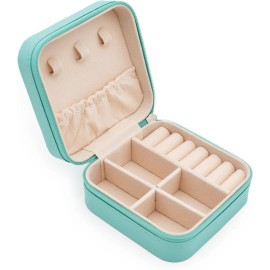 MODENGKONGJIAN Mini Jewelry Travel Case, PU Leather Travel Jewelry Organizer Box