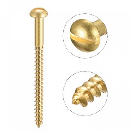 sourcing map Pack of 20 Wood Screws M4 x 60 mm Slotted Round Head Brass Tapping Screw