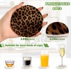 SDMKA Leopard Print 6 Pcs Cotton Woven Coasters with Holder