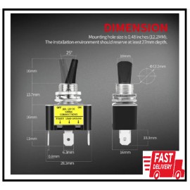 ‎DAIERTEK DaierTek 30 Amp Heavy Duty DC Toggle Switch, 12V 30A Lighted Toggle Switch with