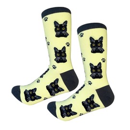 E&S Pets Black Cat Socks - 200 Needle Count - Cotton Socks - Soft and Comfortable - One Size Fits Most - Unisex