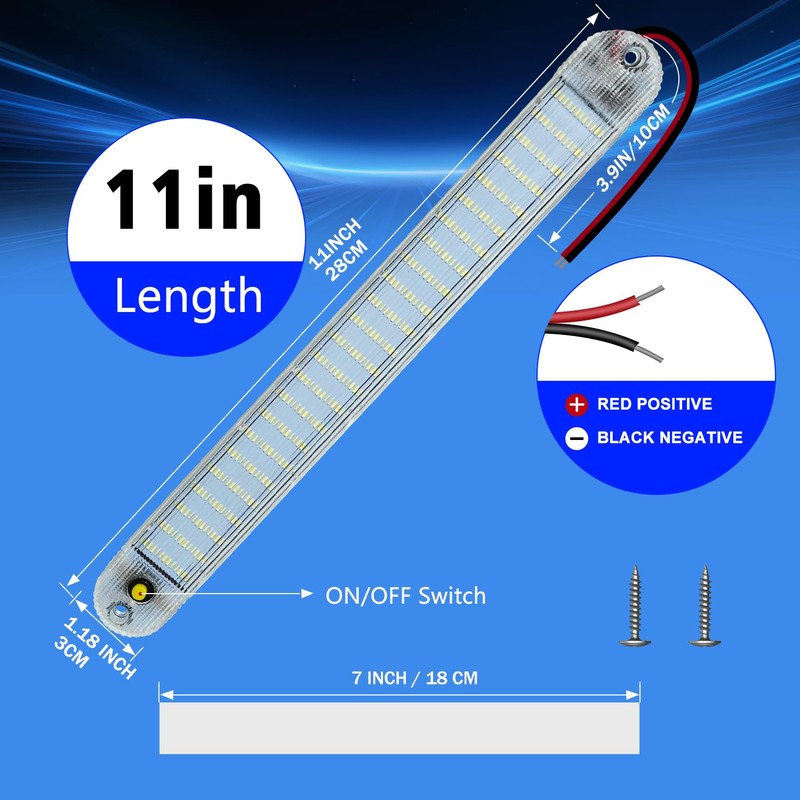 GZ5CG 12V Led Interior Light Bar 4 Packs 72Led 6500K