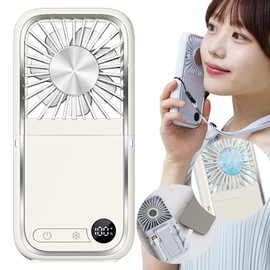LaFuture Handy Fan with Cooling Plate, Neck Fan, Handheld, Powerful, Silent, Small, Strong Wind, 5-Way USB (Off-White)