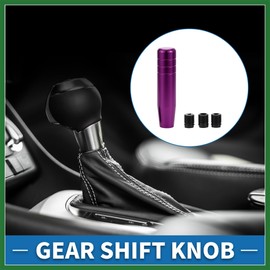 Motoforti Universal Shift Knob 13cm Stick Shifter Lever Knob with 3 Adapter for Automatic and Manual Vehicle Aluminum Alloy Purple Long-lasting