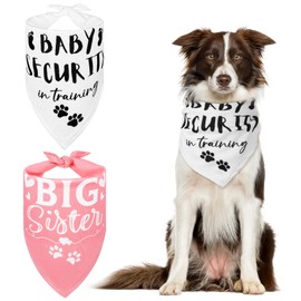 Heclia 2 Pcs Baby Security in Training Big Sister Dog Bandanas Pet Scarf Scarf Accessories Props Decorations for Medium and Large Dogs Pregnancy Announcement Pet Accessories Gift for Dog Lovers Party