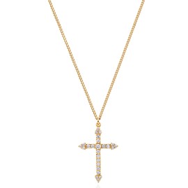 MTMY Gold Cross Necklace 14K Gold Plated Dainty Gold Cross Pendant Necklace for Women Delicate Necklace Jewelry (cross 19)
