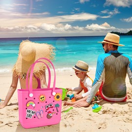 TRIITECH 8 Pieces Hawaii Charms for Bog Bag,Beach Charm Mom Life Charms for S/M Tote Bags,Beach Bag