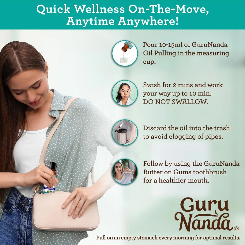 GuruNanda Travel Size Coconut Oil Pulling 7 Essential Oils &
