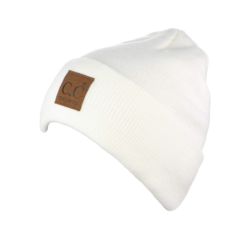 C.C Unisex Plain Cuff Skull Cap Winter Knit Beanie Hat,