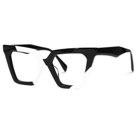 VOOGLAM Cateye Clear Lens Glasses for Women Fashion Frame Non-Prescription Eyeglasses Black White Caimbrie GJGA846270-01