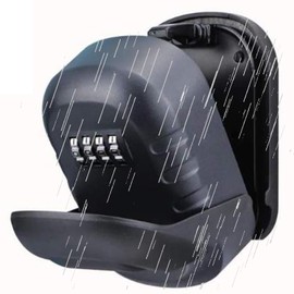 Key Lock Box Wall Mount, Security Lock Boxes for House Key, 4 Digits Combination Lockbox, Waterproof Outdoor Key Hider for House Key Storage, Resettable Code Safe Security Password Boxes(Black)