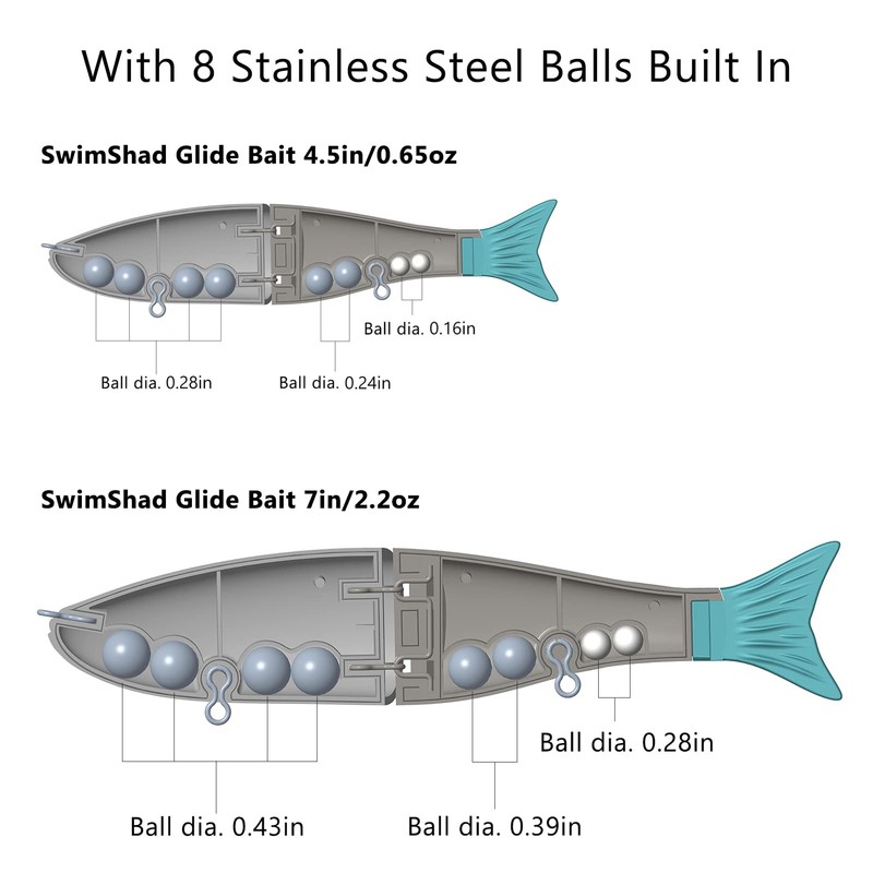 Bassdash(バスダッシュ) スイムシャッド ジョイント式グライドベイト バス・パイク・トラウト・マスキー用 釣りルアー