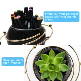 SOSFKIM Succulent Ceramic Pots, 5 Inch Modern Low Temperature Ceramic Flower Pot with Metal Spiral for Cactus, Herbs, Home and Office Decor, Plants Not Included