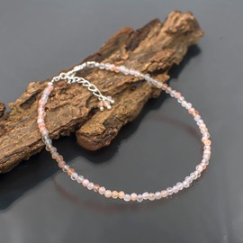 TGH Natural Multi Moonstone Beads Bracelet Micro Faceted Gemstones Jewelry For Her, June Birthstone Energy Healing Crystals, Silver Plated Chain 8 inch, Valentine Day Gift (Multi Moonstone)