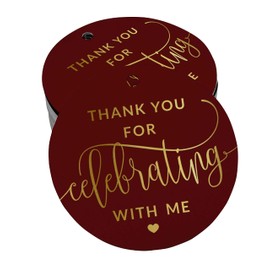Inkdotpot Pack Of 100 Real Gold Foil Paper Tags Thank You For Celebrating With Me Birthday Favor Hang Tags