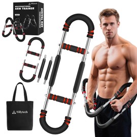 Tillytech Twister Arm Trainer,Adjustable 66-110lbs Chest Workout Equipment for Men & Women,Ergonomic Home Gym Strength Trainer with Anti-Slip Handles & Carry Bag (Red)